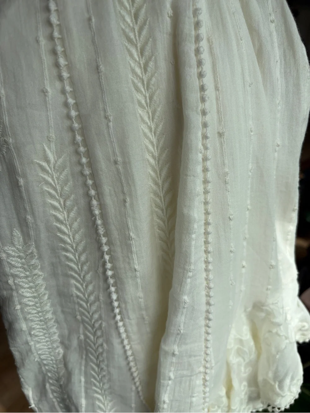 Free People Isabella Mini Dress Ivory Embroidered Ruffle Boho Size 0